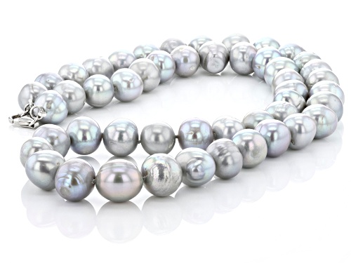 12-13mm Platinum Cultured Freshwater Pearl Rhodium Over Sterling Silver 24 Inch Necklace - Size 24