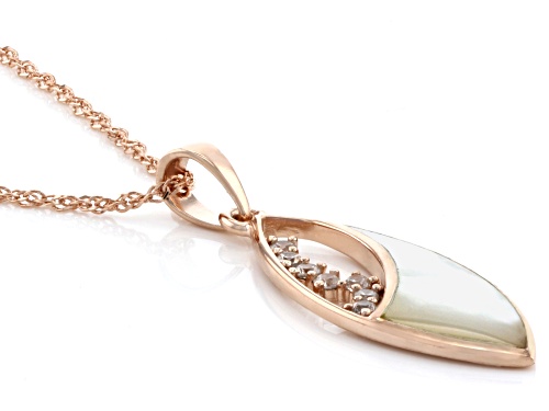 White South Sea Mother-of-Pearl & White Zircon 18k Rose Gold Over Silver Pendant with Chain