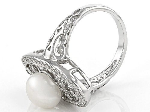 8-9mm White Cultured Freshwater Pearl & Bella Luce ® Rhodium Over Sterling Silver Ring - Size 11