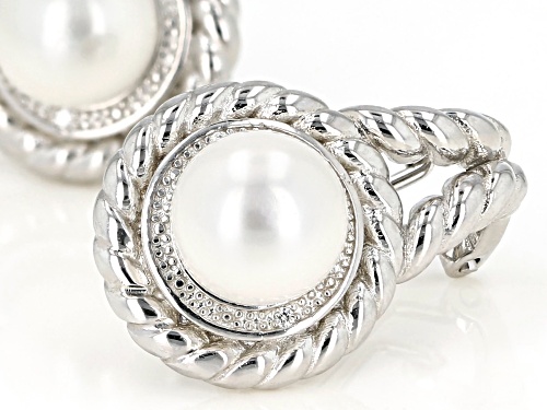 8-9mm White Cultured Freshwater Pearl & Bella Luce ® Rhodium Over Sterling Silver Earrings