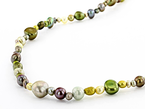 2-10mm Green Cultured Freshwater Pearl 36 Inch Endless Strand Necklace - Size 36