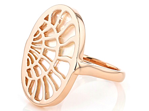 White South Sea Mother-of-Pearl 18k Rose Gold Over Sterling Silver Ring - Size 7