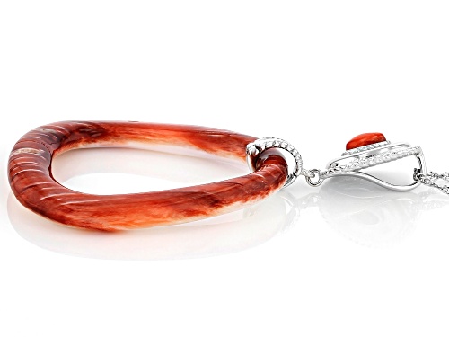 Spiny Oyster Shell Rhodium Over Sterling Silver Pendant With Chain