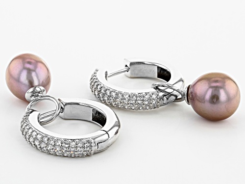 11-12mm Lavender Cultured Kasumiga Pearl & Bella Luce(R) 1.35ctw Rhodium Over Silver Earrings