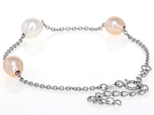 Genusis™ 6-8mm Cultured Freshwater Pearl Rhodium Over Silver Necklace, Bracelet, & Earring Set
