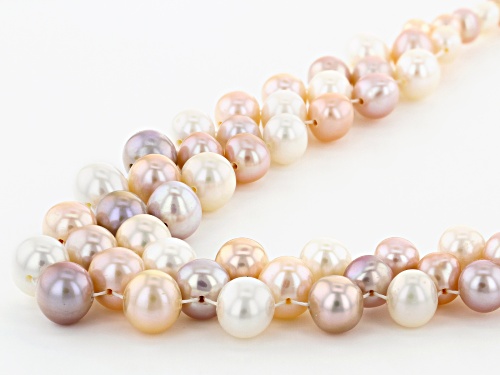 4-7mm Multi-Color Cultured Freshwater Pearl Rhodium Over Sterling Silver 18 Inch Necklace - Size 18