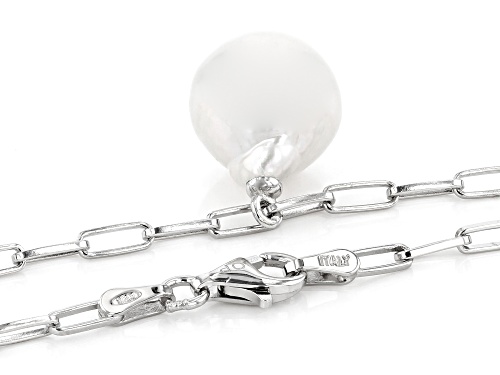 Genusis™ 12mm White Cultured Freshwater Pearl Rhodium Over Sterling Silver 22 Inch Necklace - Size 22