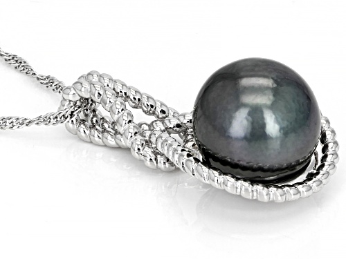 12-13mm Cultured Tahitian Pearl Rhodium Over Sterling Silver Pendant With Chain