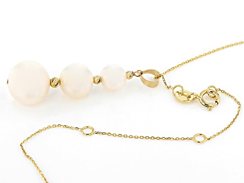 6-10.5mm White Cultured Freshwater Pearl 14k Yellow Gold Pendant With 16 Inch Chain