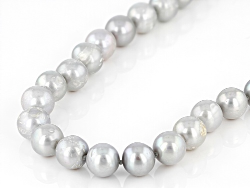 10-11mm Platinum Cultured Freshwater Pearl Rhodium Over Sterling Silver 24 Inch Strand Necklace - Size 24