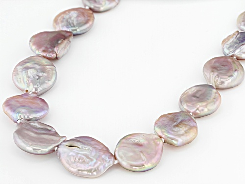 15-18mm Multi Color Cultured Freshwater Pearl Rhodium Over Sterling Silver 20 Inch Necklace - Size 20