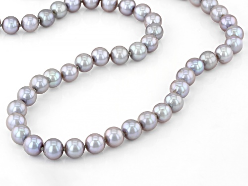 6-7mm Platinum Cultured Freshwater Pearl Rhodium Over Sterling Silver 18 Inch Strand Necklace - Size 18
