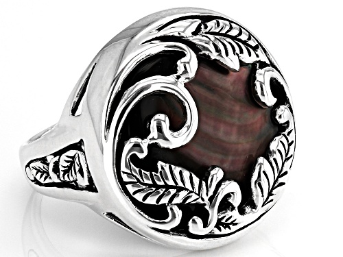 Black Mother-Of-Pearl Sterling Silver Ring - Size 6