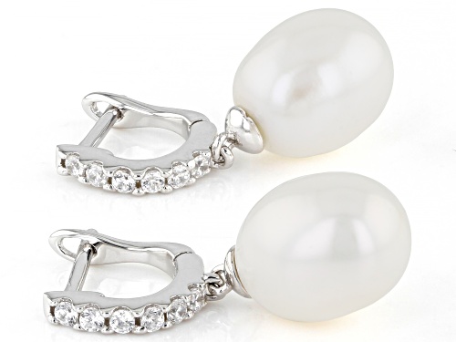 8.5-9mm White Cultured Freshwater Pearl & Bella Luce ® Rhodium Over Sterling Silver Earrings