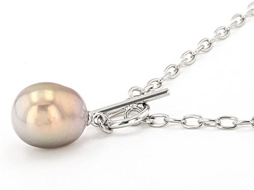 Genusis™ 11mm Pink Cultured Freshwater Pearl Rhodium Over Sterling Silver 18 Inch Necklace - Size 18
