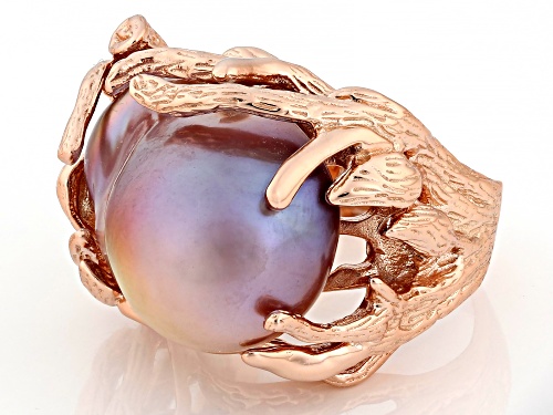 Genusis™ 15mm Lavender Cultured Freshwater Pearl 18k Rose Gold Over Sterling Silver Ring - Size 12