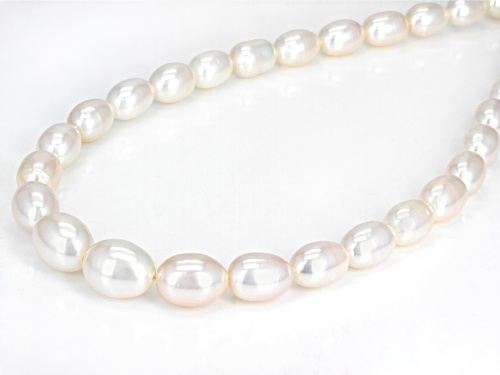 6-9.5mm White Cultured Freshwater Pearl Rhodium Over Sterling Silver 18 Inch Strand Necklace - Size 18