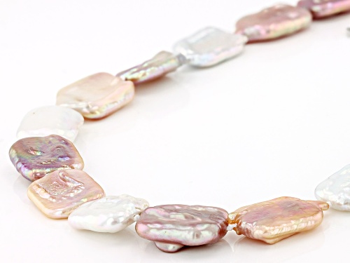 14-16mm Multi-Color Cultured Freshwater Pearl Rhodium Over Silver 20 Inch Necklace & Bracelet Set