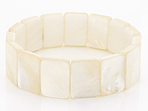 White South Sea & Freshwater Mother-Of-Pearl Stretch Bracelet