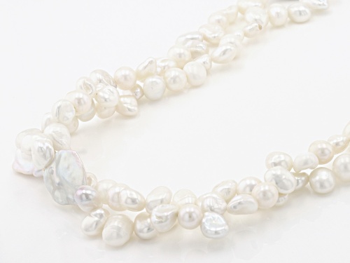17-18mm & 6-7mm White Cultured Freshwater Pearl 57 Inch Endless Strand Necklace - Size 57