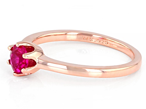 Round Lab Created Pink Sapphire 18k Rose Gold Over Silver Solitaire Ring - Size 7