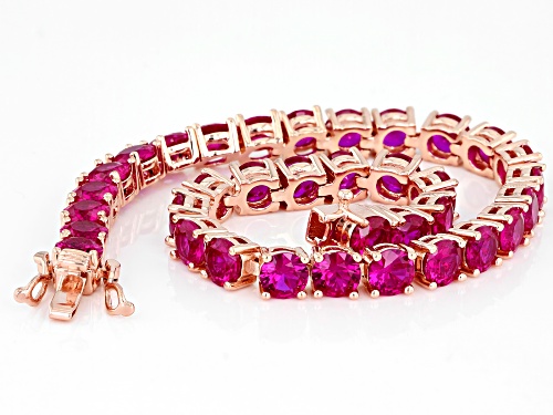 Round Lab Created Pink Sapphire 18k Rose Gold Over Silver Bracelet - Size 8