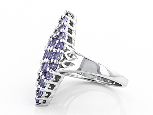 2.31ctw Round Tanzanite Rhodium Over Sterling Silver Cluster Ring - Size 8
