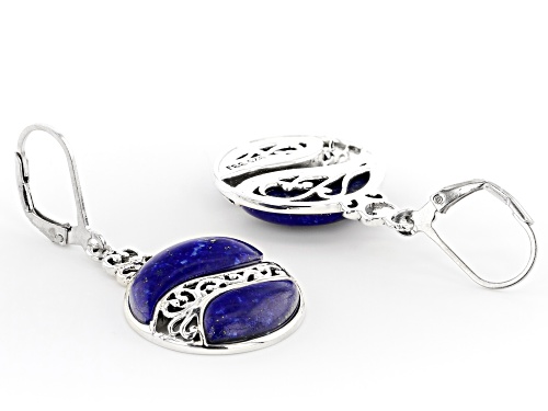 Free-form Lapis Lazuli Rhodium Over Silver Earrings