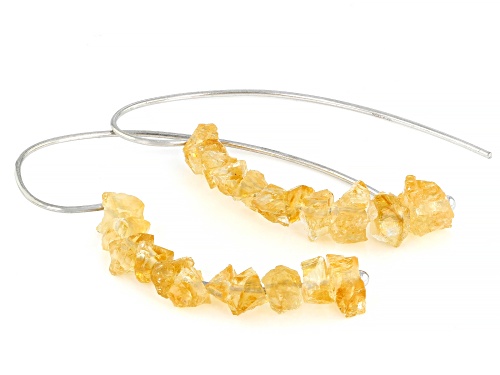 Round citrine rough rhodium over sterling silver earrings