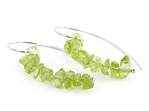 Round Manchurian Peridot(TM) rough rhodium over sterling silver earrings