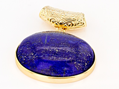 30x22mm Oval Lapis Lazuli 18k Yellow Gold Over Sterling Silver Slide