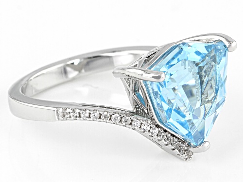 4.55ctw GLACIER TOPAZ(TM) WITH .17CTW WHITE ZIRCON RHODIUM OVER STERLING SILVER RING - Size 10