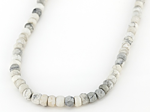 Graduated 3mm-5mm Rondelle Howlite Simulant Bead Strand, Sterling Silver Necklace - Size 18