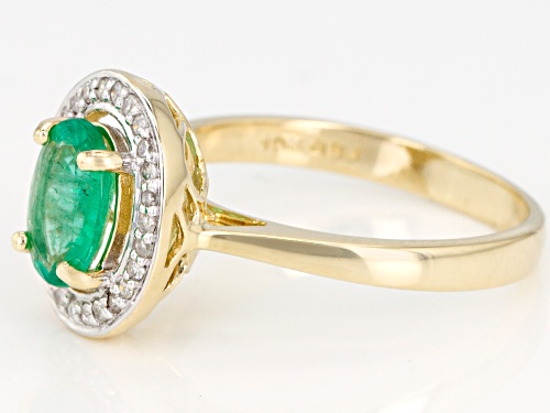 .93ct oval Ethiopian emerald with .12ctw round white diamond 10k yellow gold ring. - Size 12