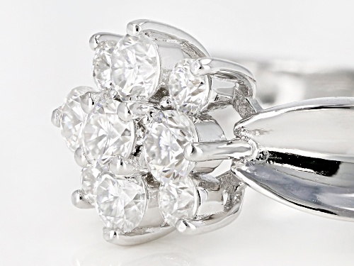 Moissanite Fire® .70ctw Diamond Equivalent Weight Round Platineve™ Cluster Ring - Size 10