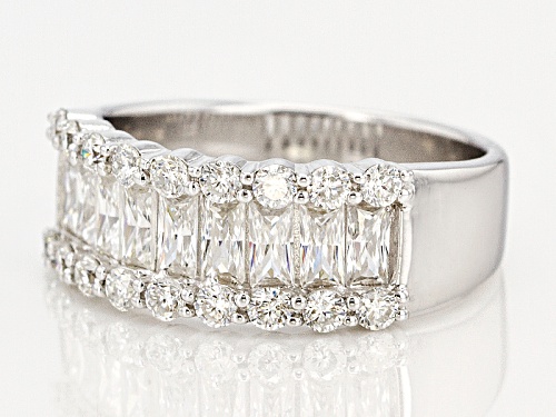 Moissanite Fire® 1.60ct Diamond Equivalent Weight Baguette & Round Platineve® Band - Size 10