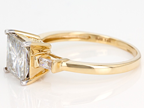 Moissanite Fire® 3.28ctw Dew Square Brilliant And Baguette 14k Yellow Gold Ring - Size 9