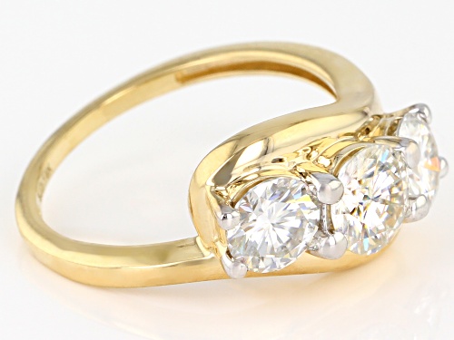 MOISSANITE FIRE(R) 2.00CTW DEW ROUND 14K YELLOW GOLD RING - Size 11