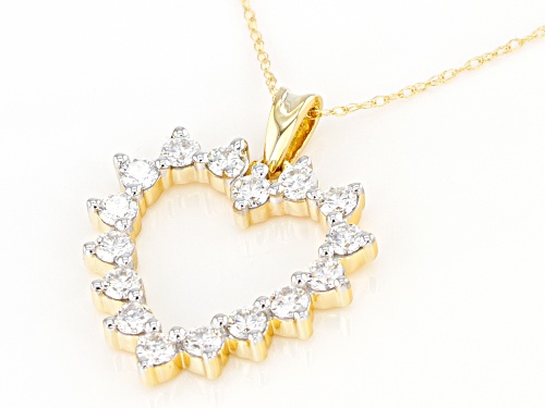 MOISSANITE FIRE(R) .96CTW DEW ROUND 14K YELLOW GOLD PENDANT AND ROPE CHAIN