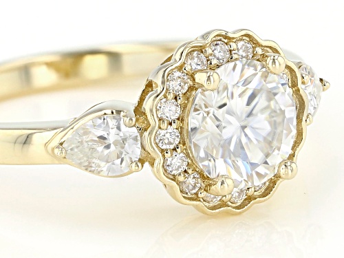 MOISSANITE FIRE(R) 1.34CTW DEW ROUND 10K YELLOW GOLD RING - Size 8