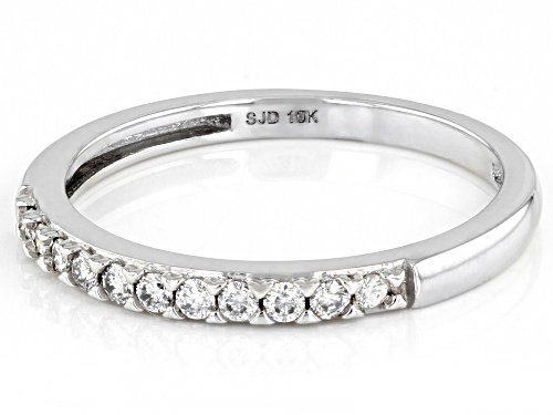 MOISSANITE FIRE(R) .22CTW DEW ROUND RHODIUM OVER 10K WHITE GOLD BAND RING - Size 8