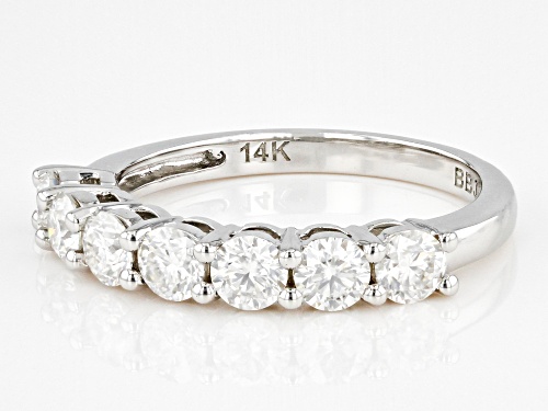 MOISSANITE FIRE(R) 1.12CTW DEW ROUND RHODIUM OVER 14K WHITE GOLD BAND RING - Size 6
