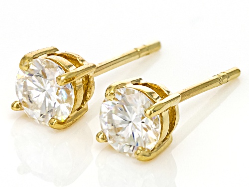 MOISSANITE FIRE® 1.00CTW DIAMOND EQUIVALENT WEIGHT ROUND 10K YELLOW GOLD STUD EARRINGS
