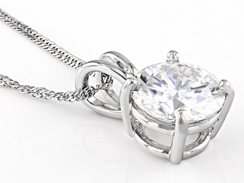 MOISSANITE FIRE(R) 2.20CT ROUND DEW 14K WHITE GOLD PENDANT & 18 INCH SINGAPORE CHAIN