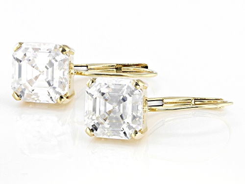 MOISSANITE FIRE® 3.70CTW DEW ASSCHER CUT 10K YELLOW GOLD EARRINGS