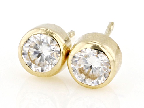 MOISSANITE FIRE® 0.46CTW DEW ROUND BRILLIANT 14K YELLOW GOLD STUD EARRINGS