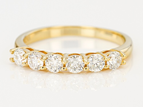 MOISSANITE FIRE® .96CTW DEW ROUND BRILLIANT 14K YELLOW GOLD OVER SILVER BAND RING - Size 9