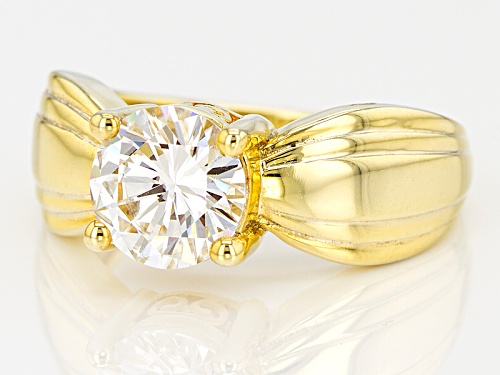 Moissanite Fire® 2.04ct Dew Round 14k Yellow Gold Over Sterling Silver Ring - Size 8