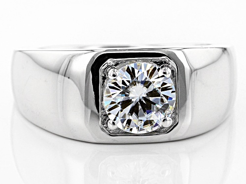 Moissanite Fire® 1.20ct Diamond Equivalent Weight Round Platineve(R) Mens Ring - Size 11