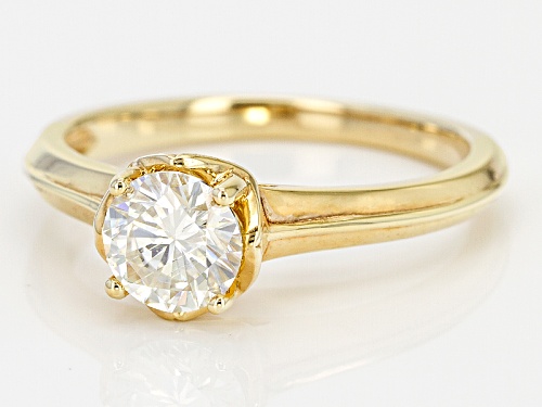Moissanite Fire® 1.00ctw Dew Round 14k Yellow Gold Over Silver Ring - Size 10